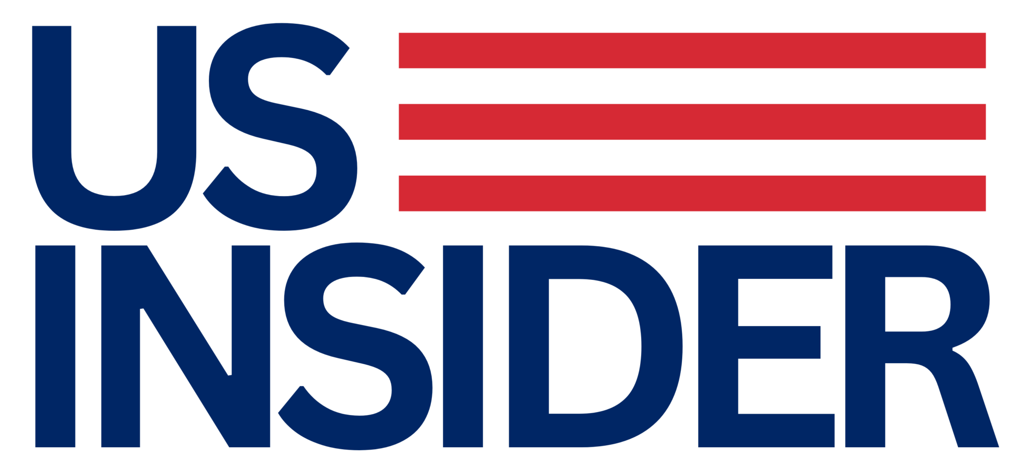 The image displays the logo for "US Insider." The logo consists of the text "US" in blue on the top left, with three red horizontal lines to its right, symbolizing the American flag stripes. Below this, the word "INSIDER" appears in blue capital letters.