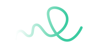 A turquoise squiggly line that initially zigzags and then loops into a smooth curve, set against a transparent background.